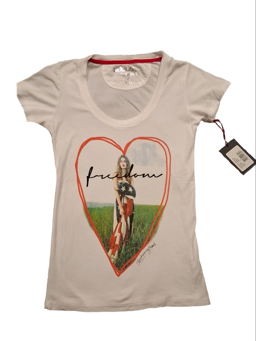 Women’s White Scoop Neck Freedom Graphic Tee
